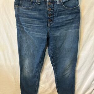 Lucky Brand Women's Dark Blue High-Rise Skinny Button-Fly Jeans